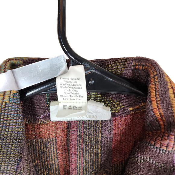 Coldwater Creek Blazer Jacket M Women Tapestry Fall Orange Blue Purple Leaf USA - Picture 10 of 11